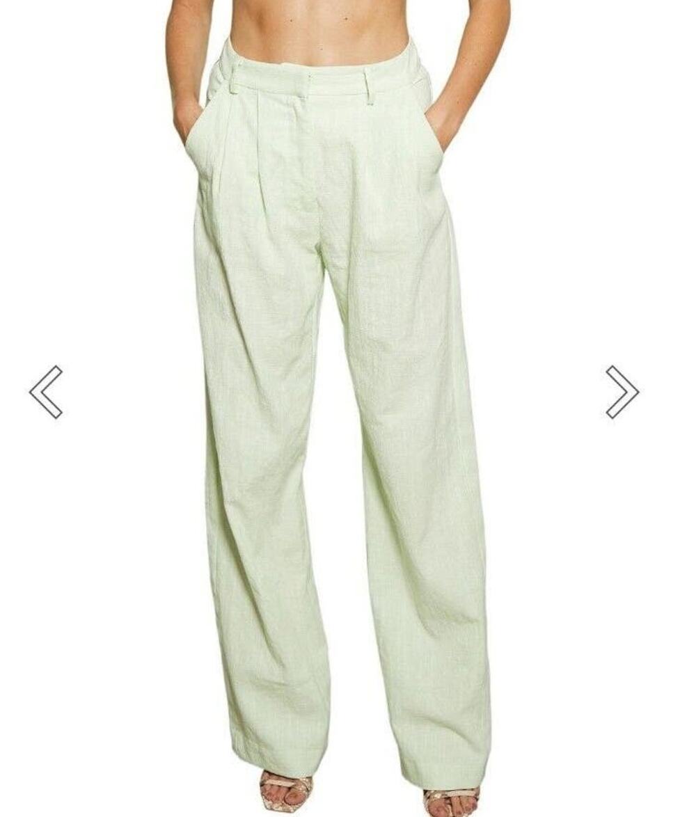 Bed and Bridge Harriet High Rise Pleated Pant Light Green New With Tags $220